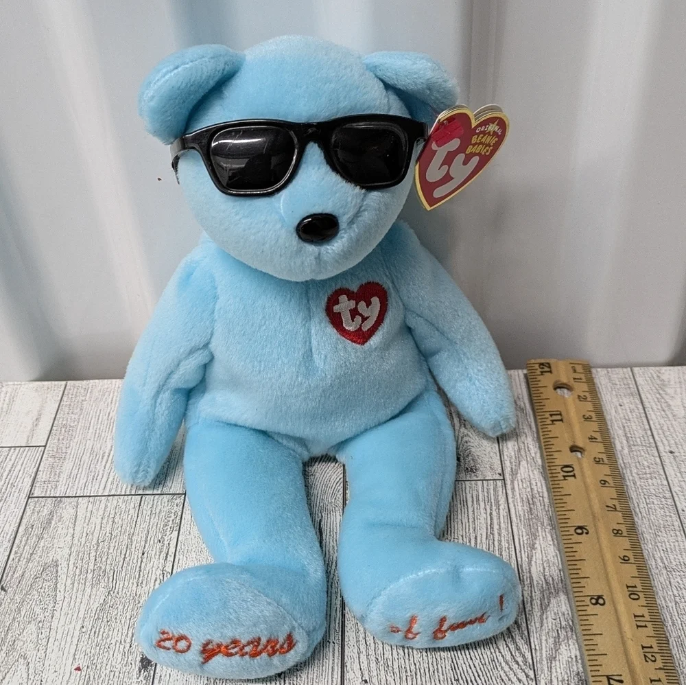Ty Cool Blue Bear with Black Sunglasses